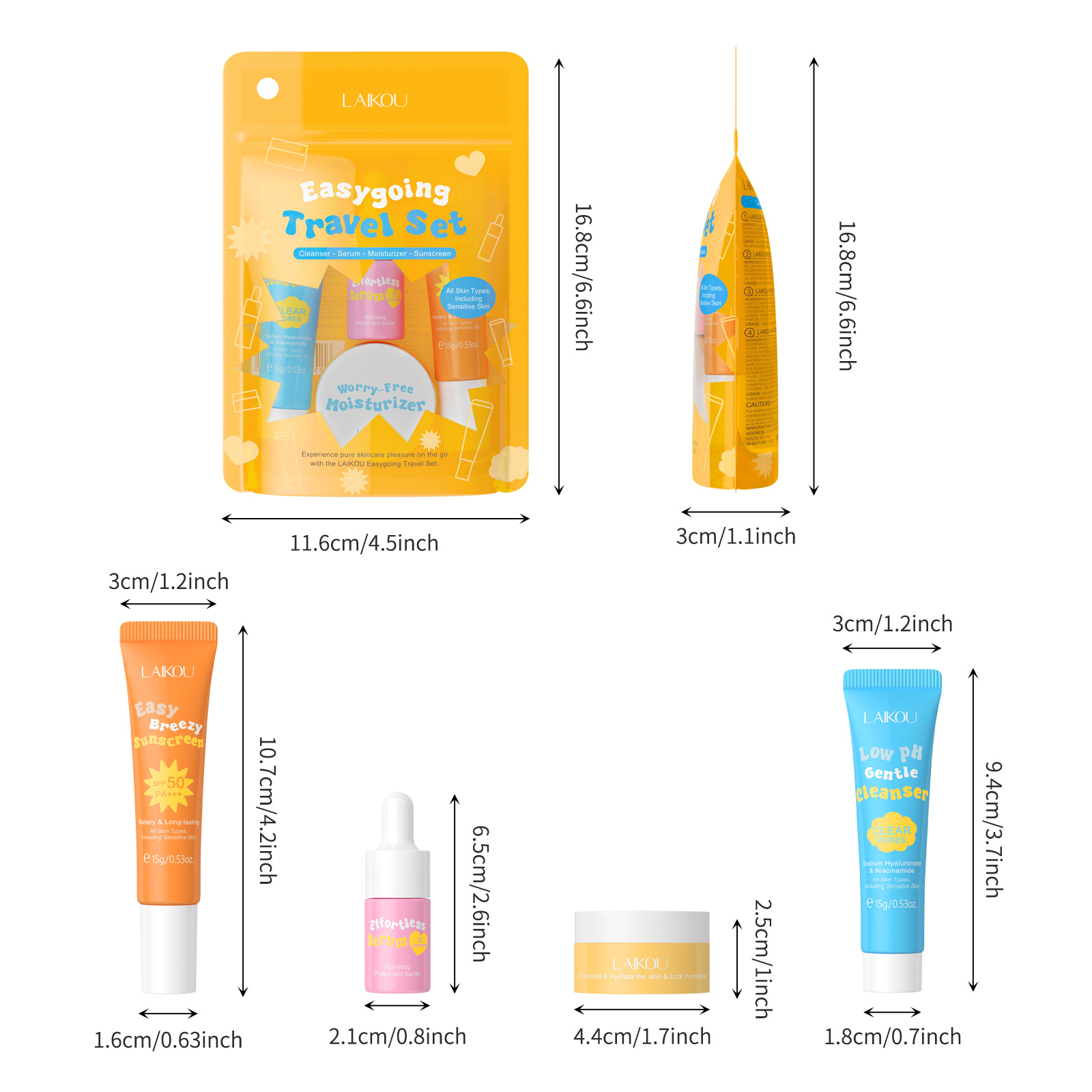 Hyaluronic Acid Facial Serum - 4PCS Laikou Ceramide ชุดเดินทาง Low Ph