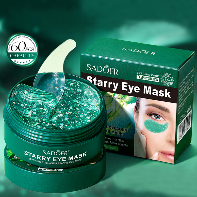 Collagen Under Eye Patches - 60 ชิ้น/กล่อง มาส์กใต้ตาสาหร่ายคอลลาเจน ประกอบด้วยสารสกัดจากสาหร่ายเคลป์และคอลลาเจน ซึ่งสามารถลดริ้วรอยและปรับปรุงรอยคล้ำใต้ตาได้