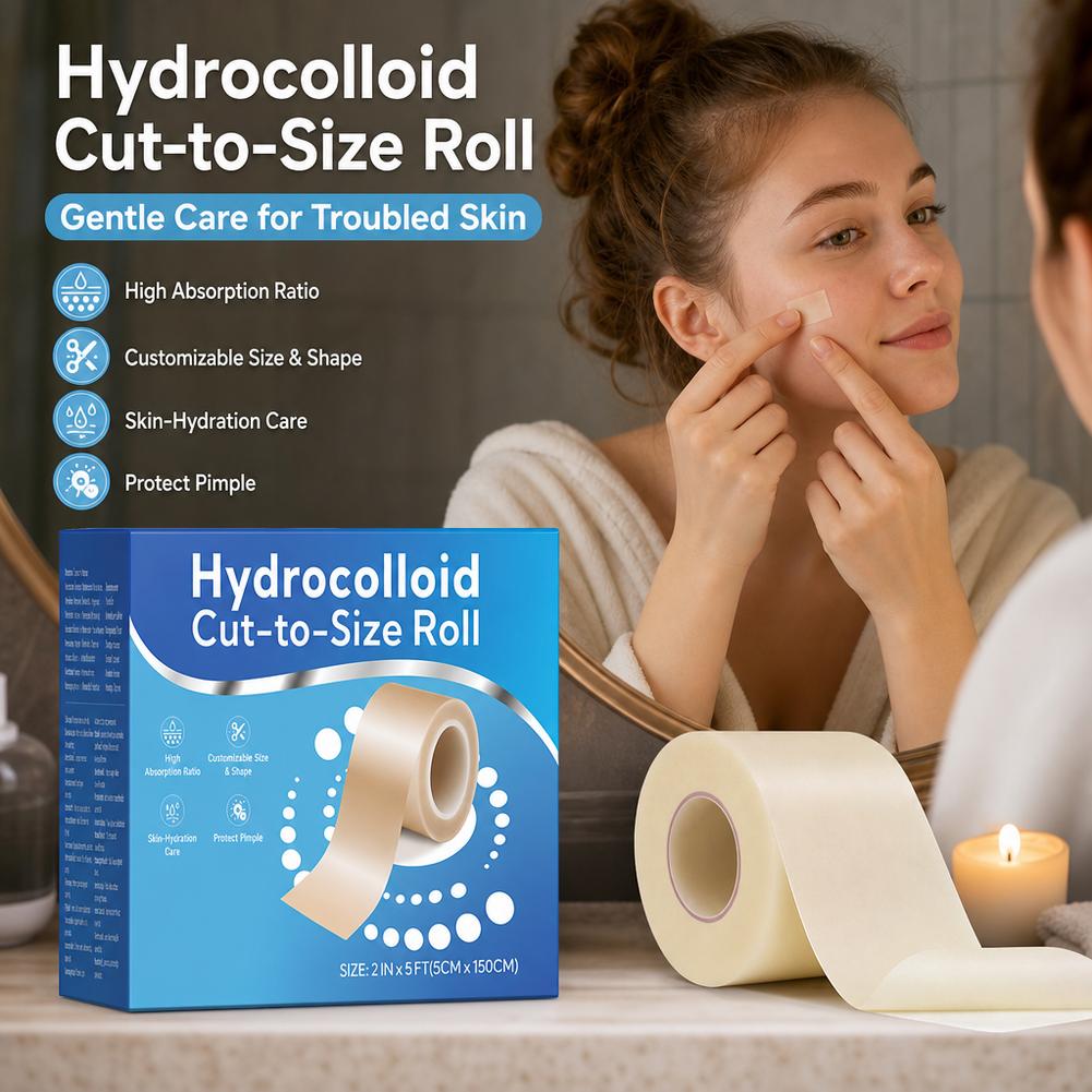Hydrocolloid Pimple Patch - แผ่นแปะสิวไฮโดรคอลลอยด์แบบม้วน ขนาด 5 ซม.*1.5 ม. ตัดเป็นรูปทรงใดก็ได้