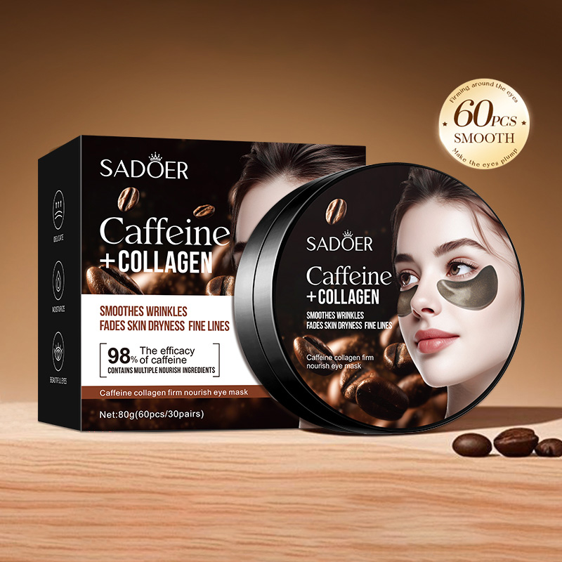 Collagen Under Eye Patches - 60pcs SADOER คาเฟอีนคริสตัล Collagen Eye Mask