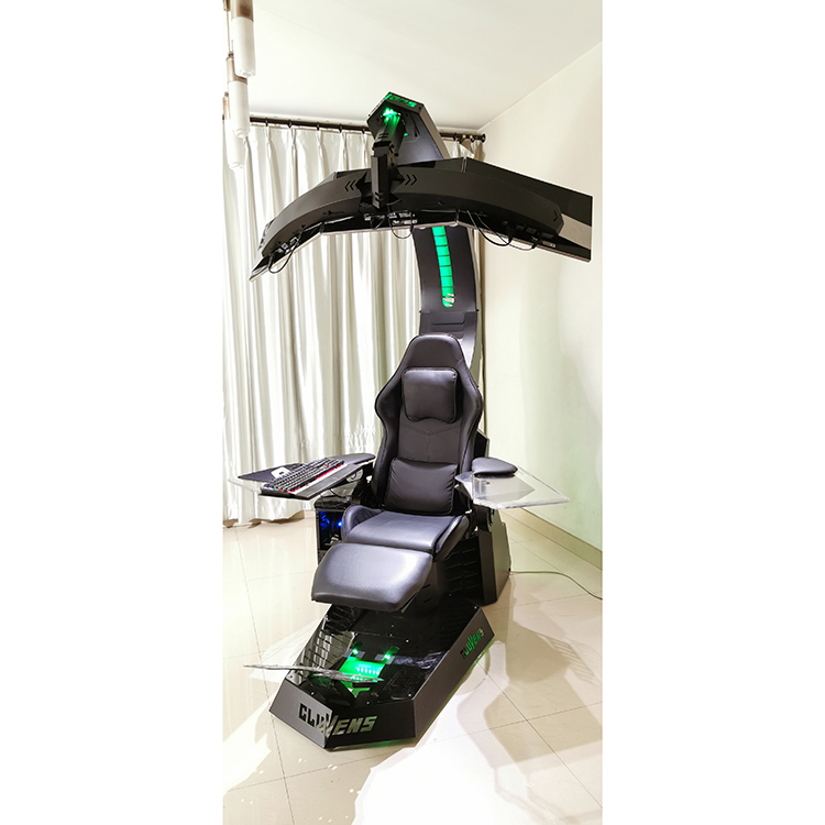 Massage - เก้าอี้เกมมิ่งปรับเอนได้แบบไร้แรงโน้มถ่วง พร้อมระบบนวดความร้อน วัสดุ PU ดีไซน์แบบรถแข่ง นั่งสบายเหมือนห้องนักบิน