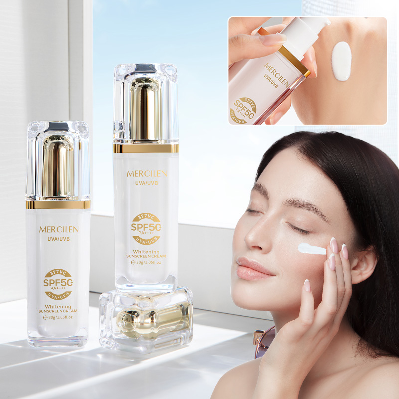 Spf 50 Waterproof Sunscreen - เมอร์ซิเลน ครีมกันแดดสำหรับผิวหน้าและผิวกาย 30 กรัม, Spf50+ มีส่วนผสมของไนอาซินาไมด์เพื่อปรับผิวหมองคล้ำให้กระจ่างใส