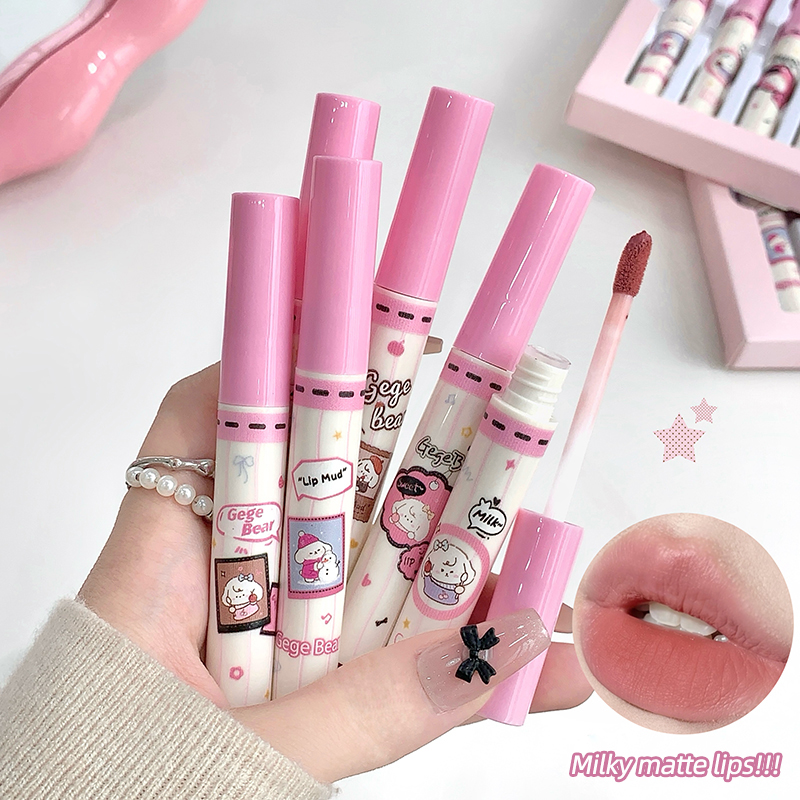 ชุดลิปสติกเนื้อกำมะหยี่ Gege B - Matte Velvet Lip Tint Long Lasting บทวิจารณ์และราคา