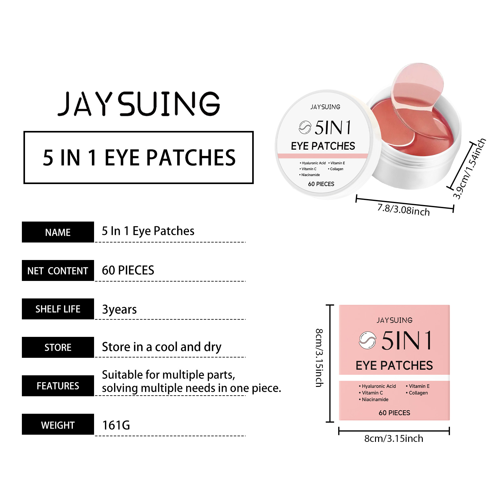 เจย์ซูอิง แผ่นมาส์กใต้ตา 5-in- - Collagen Under Eye Patches บทวิจารณ์และราคา