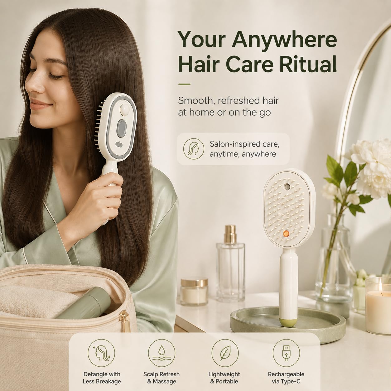 หวีสเปรย์นวดผมไฟฟ้า 2in1 พร้อม - Massage บทวิจารณ์และราคา