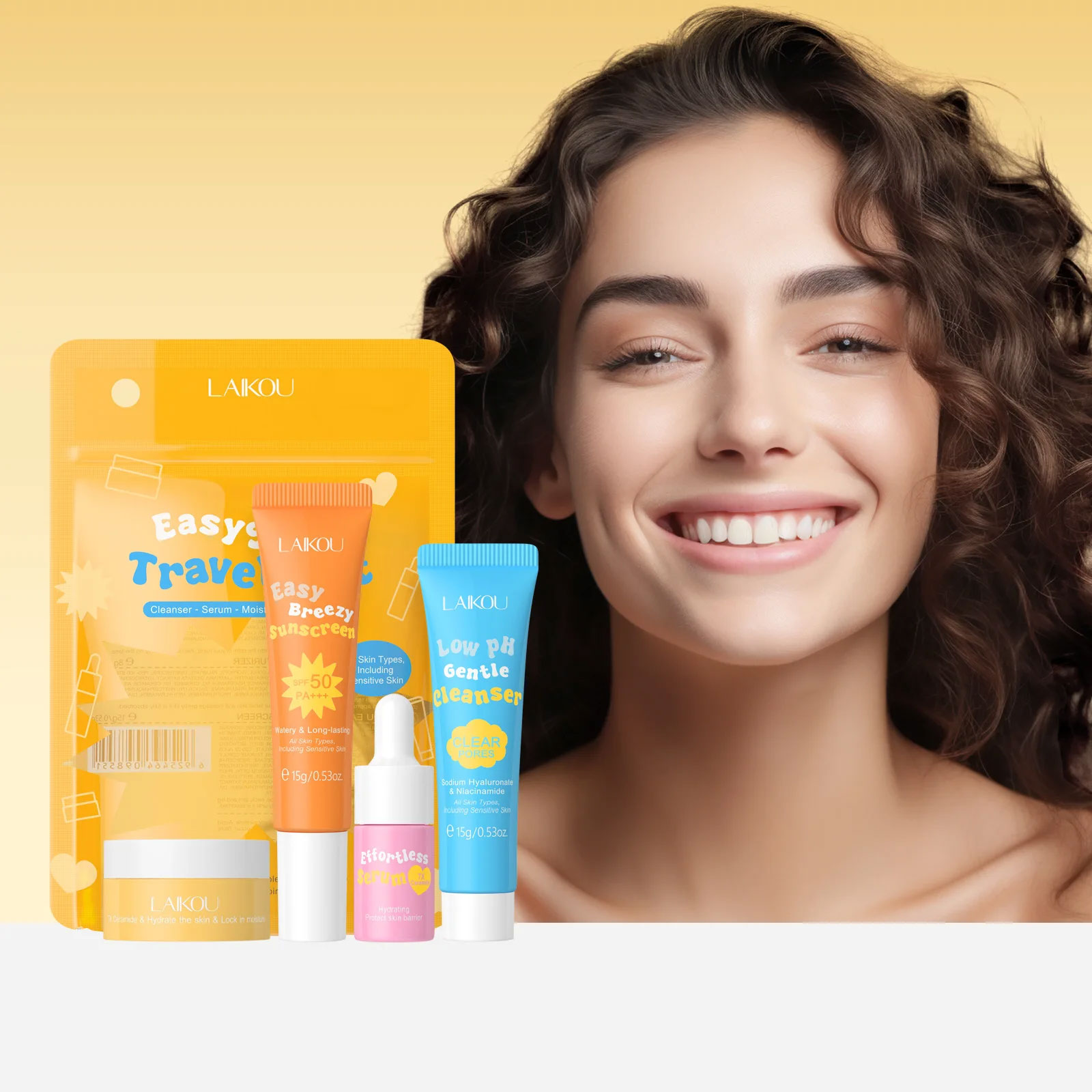 4PCS Laikou Ceramide ชุดเดินทา - Hyaluronic Acid Facial Serum บทวิจารณ์และราคา