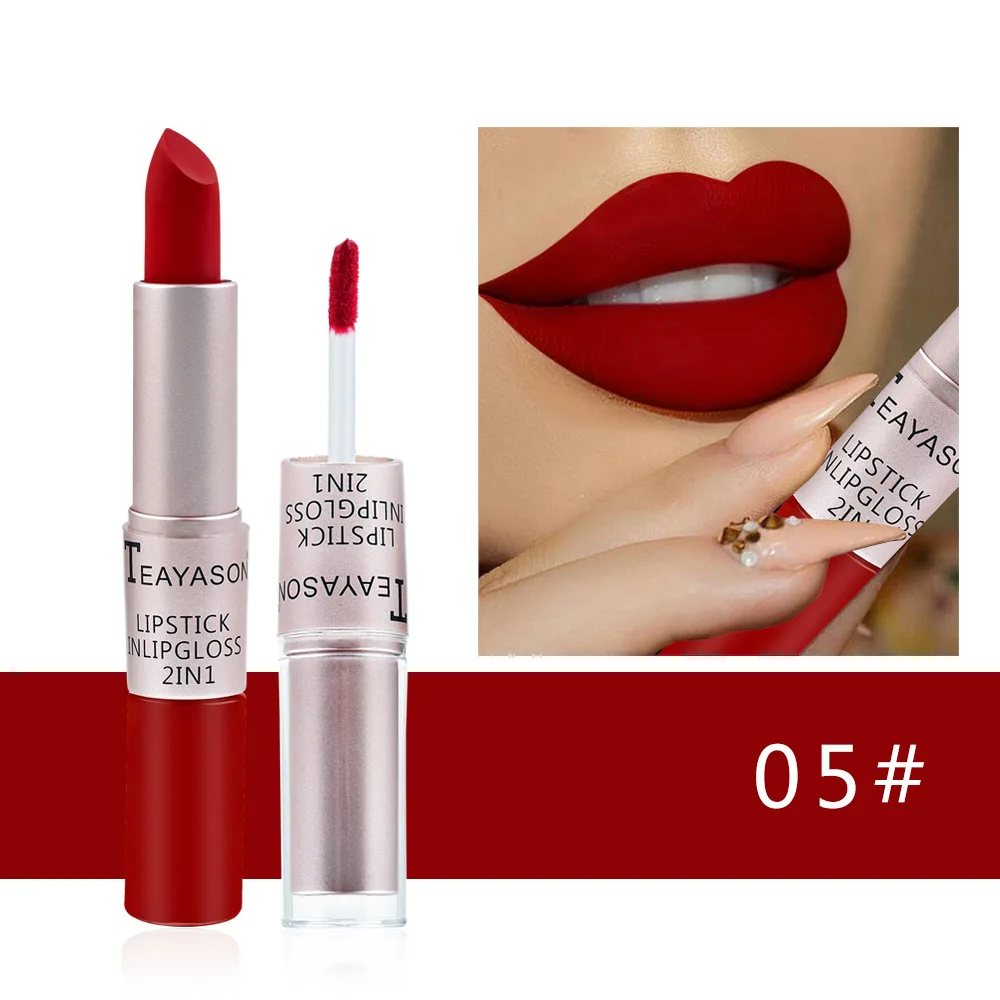 ลิปกลอสสีชมพู1ชิ้น2อิน1กันน้ำต - Matte Velvet Lip Tint Long Lasting บทวิจารณ์และราคา