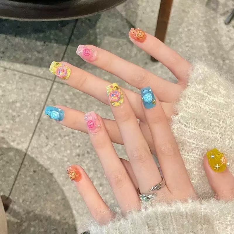 จี้เรซิ่นรูปเต่าหลากสี 100 ชิ้ - Nail Art บทวิจารณ์และราคา